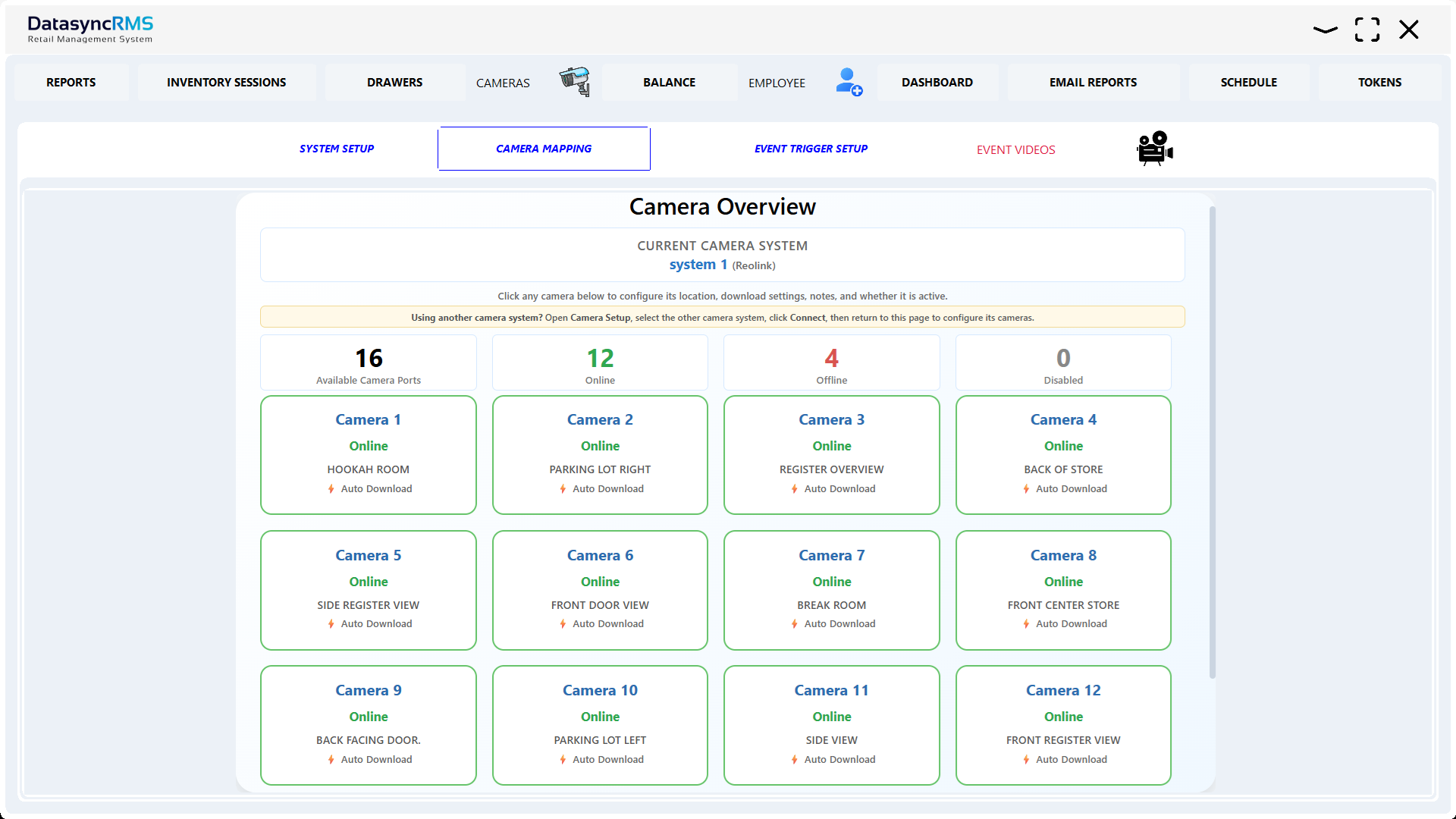 Datasync RMS POS Loss Prevention Camera Integration software screenshot